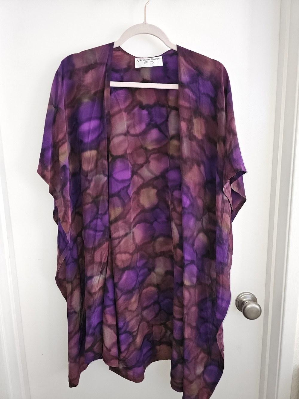 Silk Purple & Brown Open Front Kimono - Aliki Yamani Creations